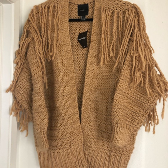 NWT Forever 21 Open Front Fringe Cardigan - Picture 5 of 8